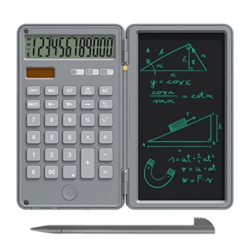 Calculator and Writing Pad 12-Digit Large LCD Display Desk Calculators with Repeated Tablet for Basic Financial Office