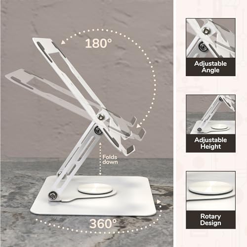 BambooMN Metal Universal Book Tablet Stand - White - 2 Units