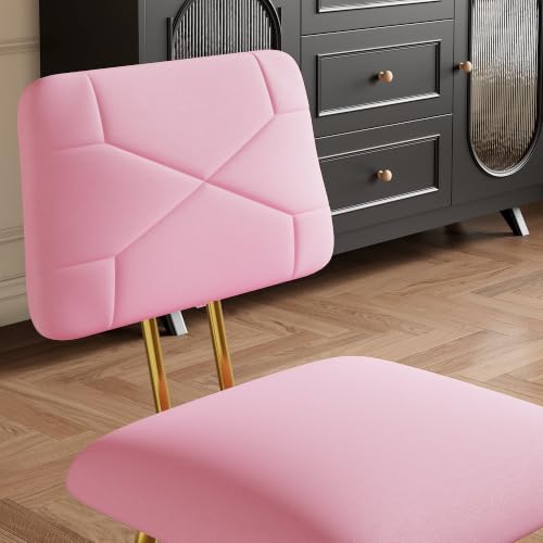 VECELO Stacking Dining Chairs Set of 4, Tufted Faux Leather, Pink