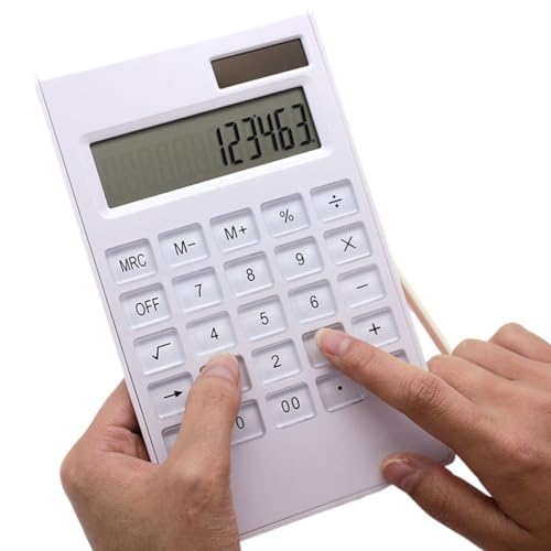 12 Digits Large Display Desktop Calculator Thin Solar & Battery Power Crystal Buttons Basic Counter for Home Office