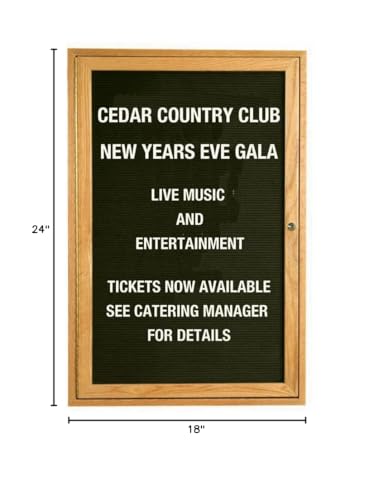 Aarco Products 24"Hx18"W Enclosed Changeable Letter Board in Black Felt with Red Oak Frame