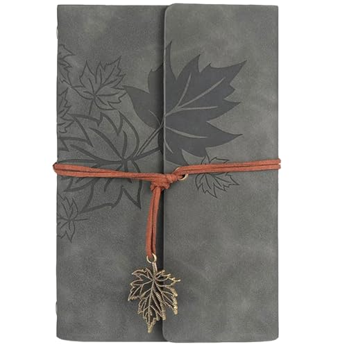 Zxarunas us School Supplies Leather Loose-Leaf Notebook Bandage Maple Leaf Book Portable Account Book Diary Notebook Suitable for Travel Records Office Office Gifts