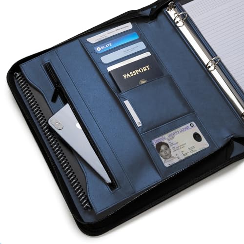 Forevermore Portfolio Binder, 1" Removable 3-Ring, Vegan Leather, Blue