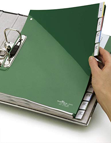 Durable A-Z Index Set 20 Part File - Includes Green Cover Sheet & 20 Dividers - Suitable for A4 Documents - Dimensions 297 x 215/230mm