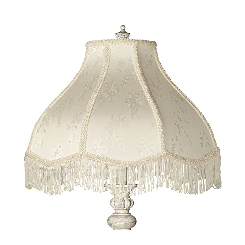Regency Hill 60" Tall Scallop Shade Antique White Traditional Floor Lamp