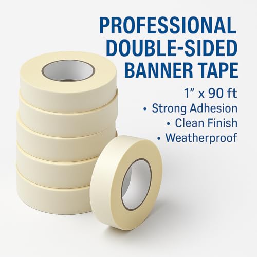 ANXH Rackplus Heavy Duty Double Sided Banner Tape 1" x 90 feet Clear Adhesive for Vinyl Poster Mounting, Weatherproof & Permanent, Ideal for Outdoor/Indoor Signage, Hemming, Crafts, Events (24)