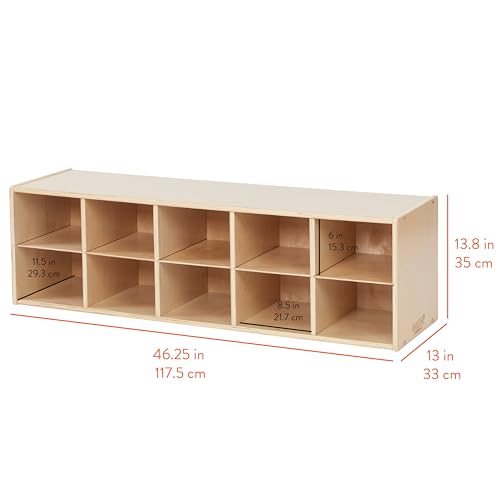 Back2School Express Sleekline 10-Cubby Storage Cabinet, 2x5, Natural