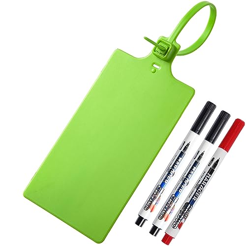 400Pcs Plastic Seals Shipping Label Tags, Writable Marker Big Sign Tie for Logistics, 255mm Total Length Self Locking Inventory Waterproof Tag Fastener with 3 Marker Pen (Green)
