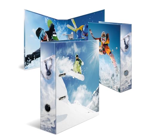 HERMA A4 Lever Arch File Assortment, Pack of 5, 70mm Spine, Heavy Duty Folder with Sport Motif, Glossy Finish & Inner Print, Kids Ring Binder, Archiving Folder & Storage File Organizer