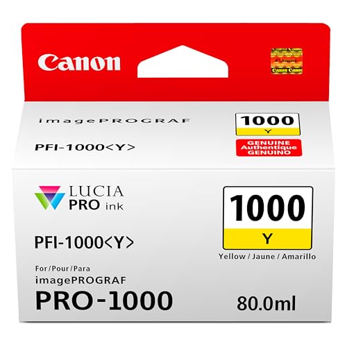 Canon PFI-1000 Genuine Yellow Ink Tank, Compatible with ImagePROGRAF PRO-1000 Printers