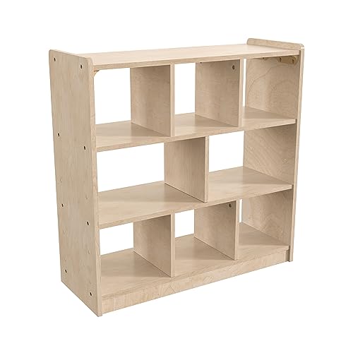 Classroom Essentials Commercial Grade 8 Section Modular Wooden Classroom Open Storage Unit, Safe, Kid Friendly Design, Natural