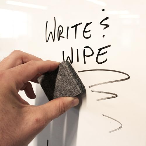 Flipside Products - Large 24" x 36" Dry Erase Reusable Sheet w/Black Marker and Eraser Cap, Repositionable Whiteboard Sticks to Glass, Metal, and Polished Smooth Wood, Peel and Stick, White