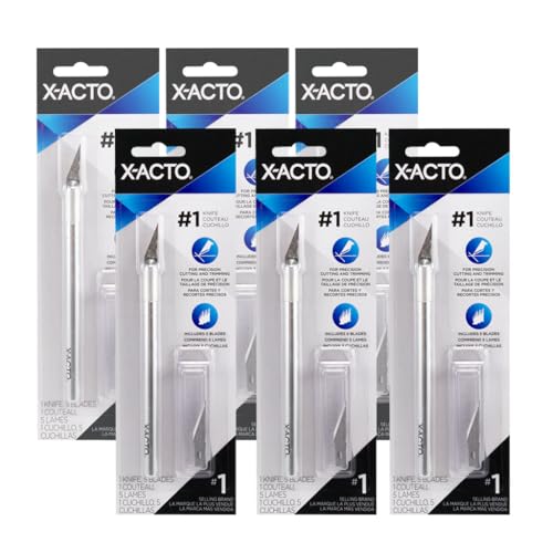 X-ACTO #1 Precision Hobby Knife Set X3311 with 5 No. 11 Fine Point Replacement Blades, 6 Count – for Art, Crafting, Cutting, Detailing, Scrapbooking