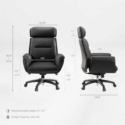 EUREKA ERGONOMIC Royal Ergonomic Office Chair Executive Desk Chair, Microfiber Leather High Back Executive Chair Comfy Ergonomic 360° Swivel with Lumbar for Home Workshop- Black