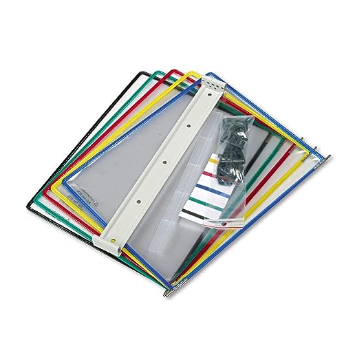 EliteBloom Wall Mount Reference Organizer - File Organizer for Desk with 5 A4 Paper Size PVC Metal Pockets Catalog Disp,