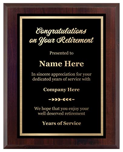 Customized Retirement Plaque Award – Laser Engraved Personalized Gift