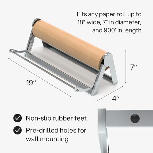 Kenley Butcher Paper Dispenser and Cutter 18 Inch - Wall Mount or Tabletop