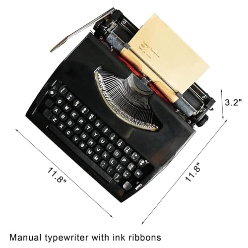 Portable Vintage Manual Typewriter Classic Old Fashioned Typing Machine Retro Manual Typewriter for Creative Writing Letters(Black)