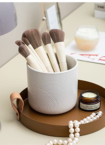 ZYQHMY Dressing Table Beauty Storage Bucket Desktop Creativity Large Capacity Ceramic Eyebrow Pencil Holder(D)