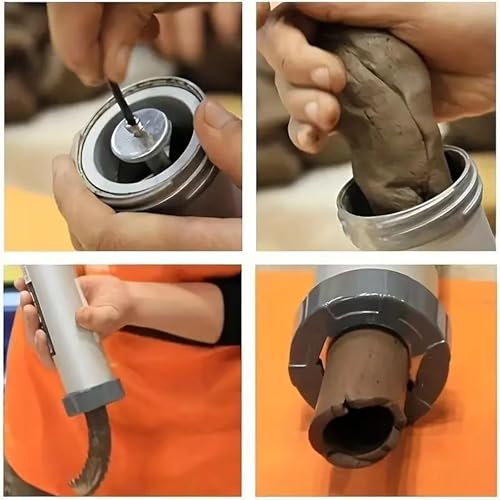 AFBEHL Clay Extruder, Handheld Aluminum Clay Modeling Tool with 11 Molds, No Battery Required, One-Squeeze Design for Sculpture & Craft Projects