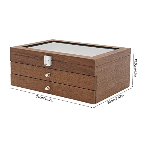 lkoewqzamx Wood Fountain Pen Case Display Box, Holder Storage Organizer, Luxury Vintage Style, Transparent Top, 34 Slots (walnut)