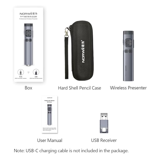 Norwii N97s Universal Presentation Remote, Digital Laser Pointer Clicker