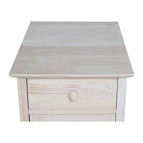 IC International Concepts, Two-Drawer File Cabinet, Solid Real Wood, Sturdy Parawood, Home Office/Study/Living, 8.1"W x 20.9"D x 25.4"H, Customizable Paint/Stain Ready, Unfinished