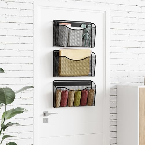 MINDEPOT Wall File Organizer, Hanging Wall File Holder, 6 Pack, Black