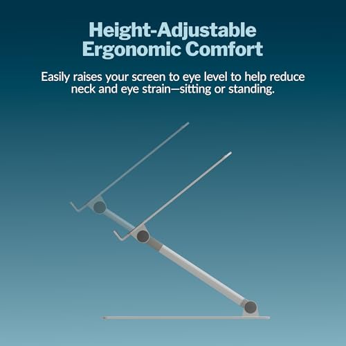 Vari VariDesk Laptop Stand – Ergonomic Height Adjustable Aluminum Computer Riser with Anti Slip Pads, Fits 10"-17" Laptops, Supports up to 9.25 lb – Silver (Fully Assembled)