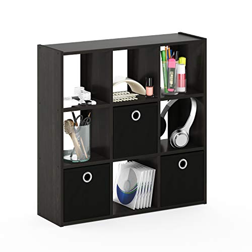 Furinno Simplistic 9 Cube Storage Organizer, Bookcase Shelf, Espresso