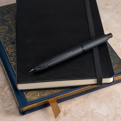 PILOT Vanishing Point Collection Refillable & Retractable Fountain Pen, Matte Black Barrel, Blue Ink, Fine Nib (60580)
