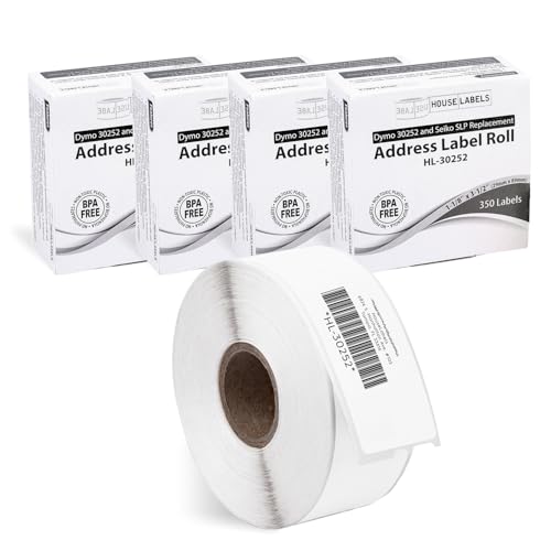 HouseLabels Compatible with Dymo 30252 Labels, 1-1/8" x 3-1/2"