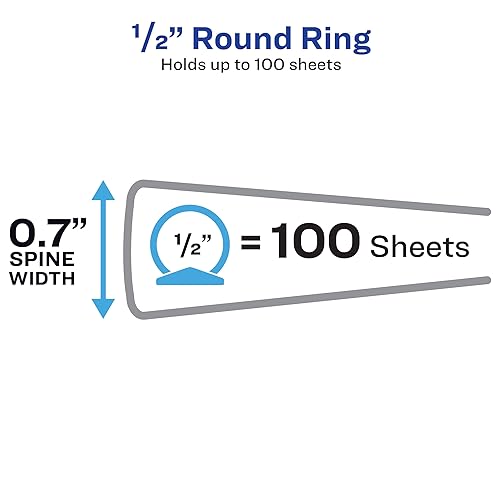 Avery® Standard View 3 Ring Binders, 0.5" Round Rings, 4 Black Binders