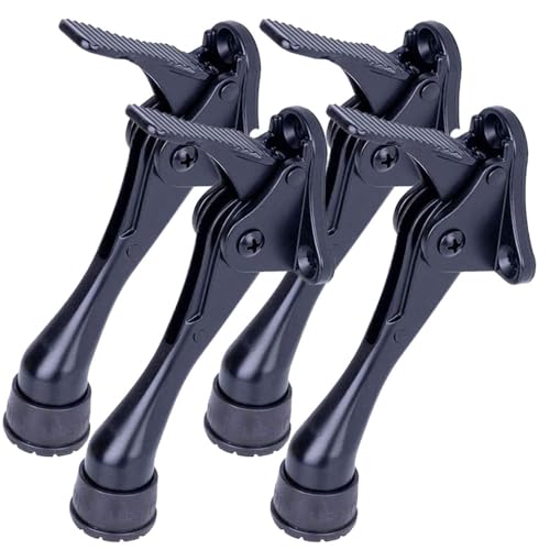 HA SHI 4 Stoppers Kickdown Door Stop for Bottom of Door, 4 in, Black