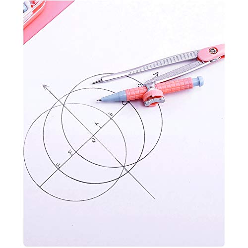Math Compass Professional Compass Kit with Small Pencil, Precision Locking Divider, Ideal for Drawing Circles, Student's Compass Kit (Pink) Compass Set