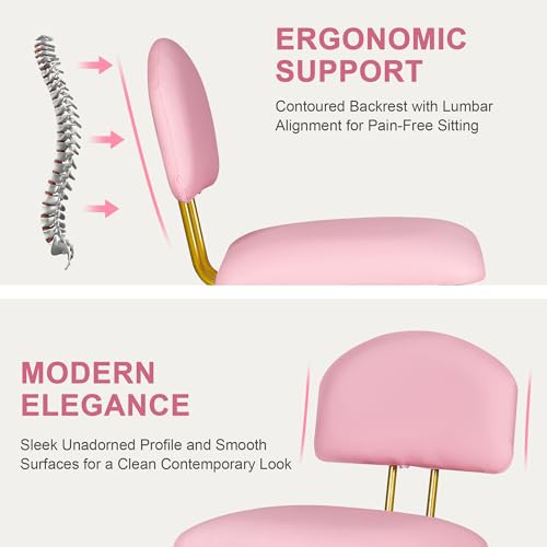 VECELO Stacking Dining Chairs Set of 2, Curved Backrest, Pink