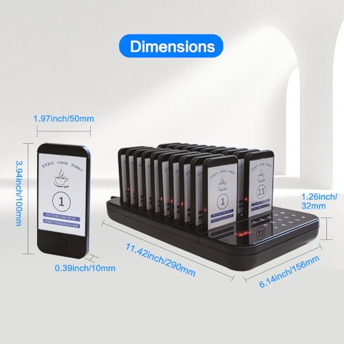 AGJ Restaurant Pager Wireless Calling System 20 Beepers Guest Customer Queue Pagers for Food Court Food Truck Church Nursery Clinic Coffee Shop with Buzzer Vibration Flash