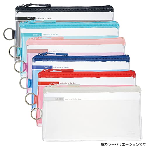 Lihit Lab SOERU A8100-3 Transparent Clear Pen Case, Approx. 20 Pens, Sunny Red