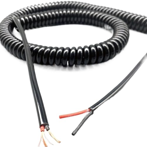 2 Core Coiled Power Cord, Spiral Extension Cable 1.5mm Square, Stretch