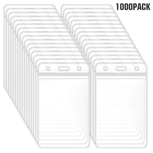 1000 Pack Extra Thick Name Badge Holder Resealable Plastic Easy Access Swipe Card Holders 2.5X 3.5in for Office Driver's Licenses & Passes