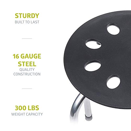 Pearington 16 Gauge Steel Classroom Stools for Kids; Multipurpose Stool Chairs; Flexible Seating; Stacking Stools- Set of 5, Black and Silver