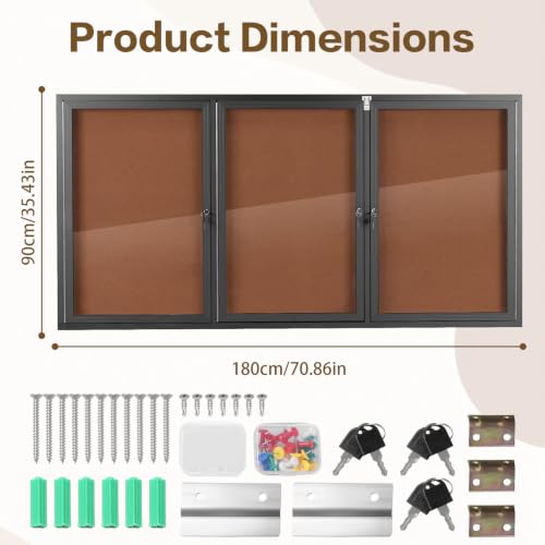 Hubxinly Weatherproof Enclosed Bulletin Board Aluminum Frame Lockable