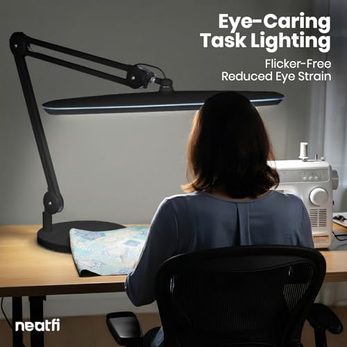 Neatfi 2200LM 24W LED Desk Lamp w/Base, Non-CCT 23-Inch Wide Head (Black)