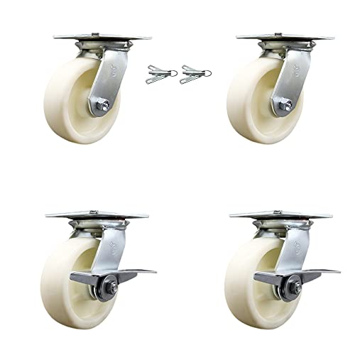 6 INCH Nylon Swivel Caster Swivel Locks 2 Brakes, 2PK