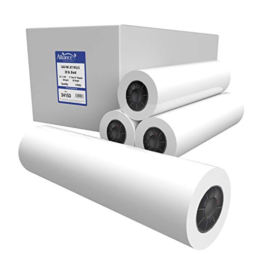 Alliance Wide Format Paper 24" x 150' CAD Bond Rolls (20lb | 4 Rolls, 24 In x 150 FT | 3" Core)