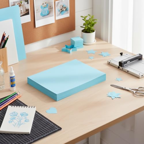 Vellum Bristol Cover 67 Pound, Smooth Finish, 250 Sheets Pack. – Premium Heavyweight Cardstock for Crafting, Printing, and Professional Projects, Acid-Free. (5, Blue, 8.5"x11")