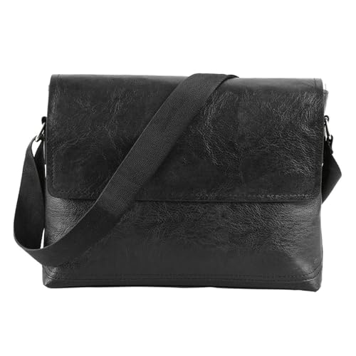 Briefcase Travel Bags PU Leather Handbag Cross Body Bag Mens Carry Tote Large Capacity(Black)