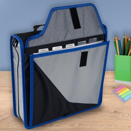 Five Star Zipper Binder, 3-Inch D-Ring Case Binder, 850-Sheet Capacity, Multiple Pockets, Front 5-Tab Expanding File, Removable Padded Case and Shoulder Strap, Urban Eclipse (292960J)