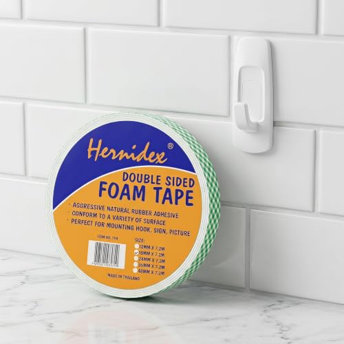 Milan Pacific Double Sided Foam Tape, Natural Rubber Adhesive, 18mm x 7.2M, for Mounting Hooks, Signs, and Pictures (8, 0.7087" × 283.4647" Double Side CAI)