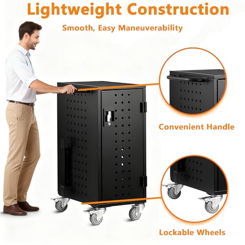 GarveeTech Charging Cart for Laptops up to 15.6", 16 Device Charging Station with Lock & Key Cart for Office and Classroom Use
